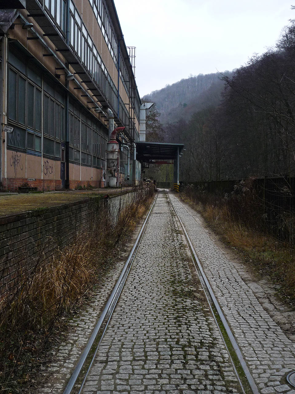 <a href=/tema/Adamov%20-%20stroj%C3%ADrny>Vlečka</a> strojíren dříve vedla až sem, dnes už se na ni však vlaky nepodívají.
