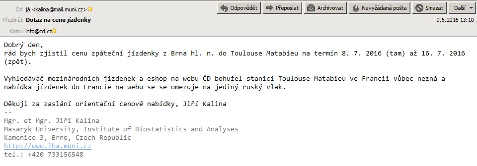 Dotaz na infolinku ČD.