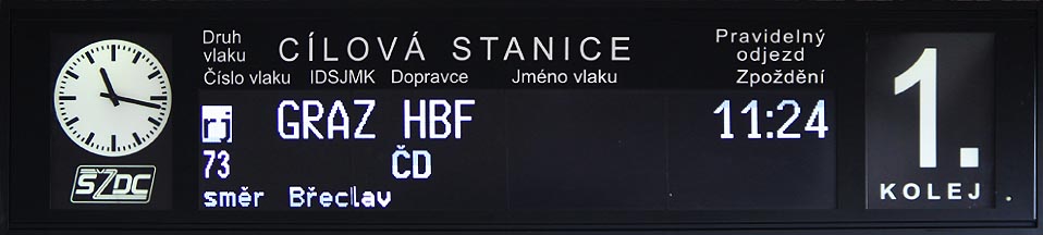 Z Brna vyjíždí rj73 opožděn o 3 minuty v 11:27.