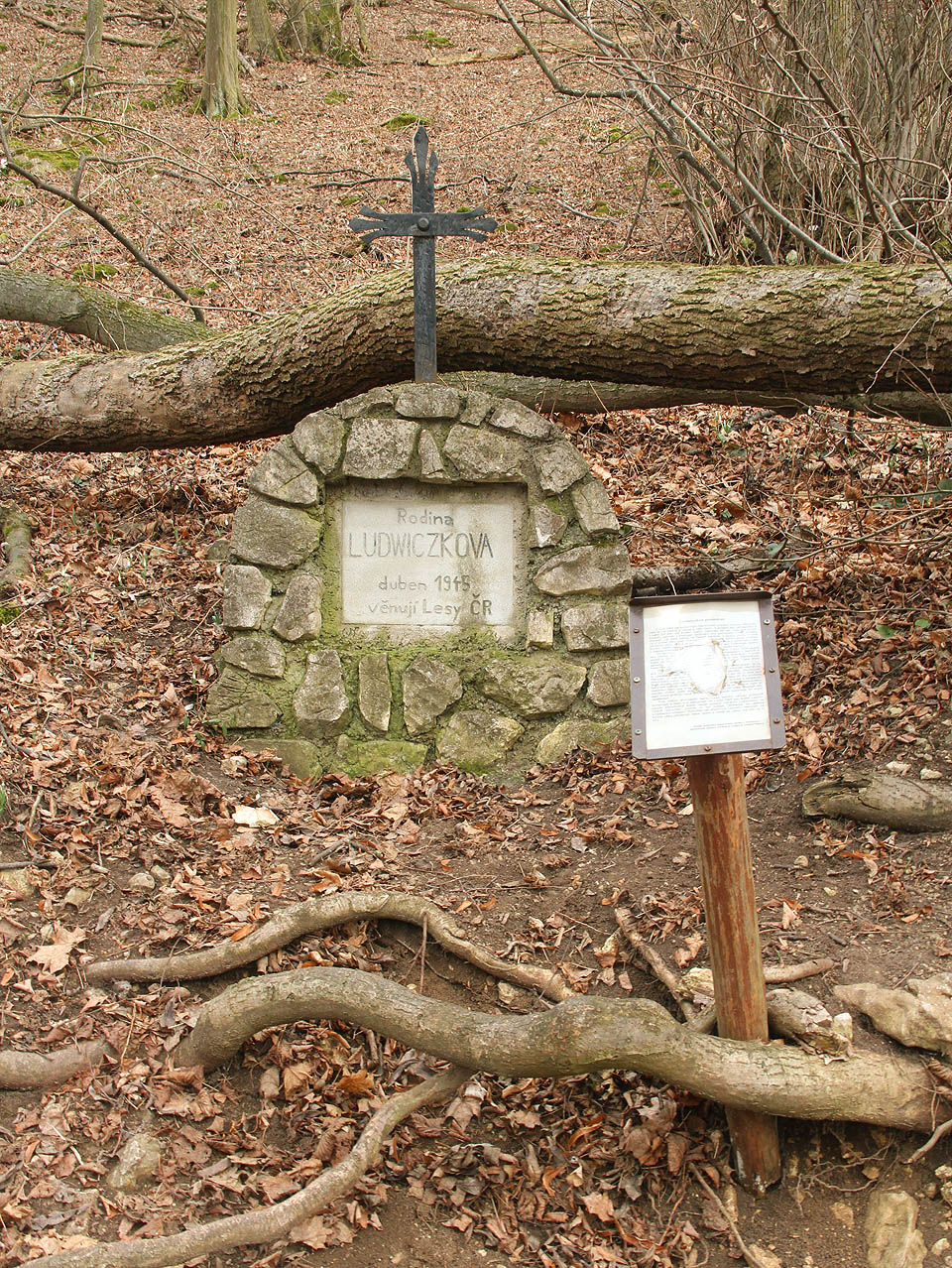 Pomník rodiny Ludwiczkovy odkazuje na tragédii z posledních dní 2. světové války. Úbočí Děvína tehdy potřísnila krev rodiny hajného, který pracoval pro Lichtenštejny spolupracující s nacisty a z obav před Rudou armádou zabil v lese celou rodinu i sebe.