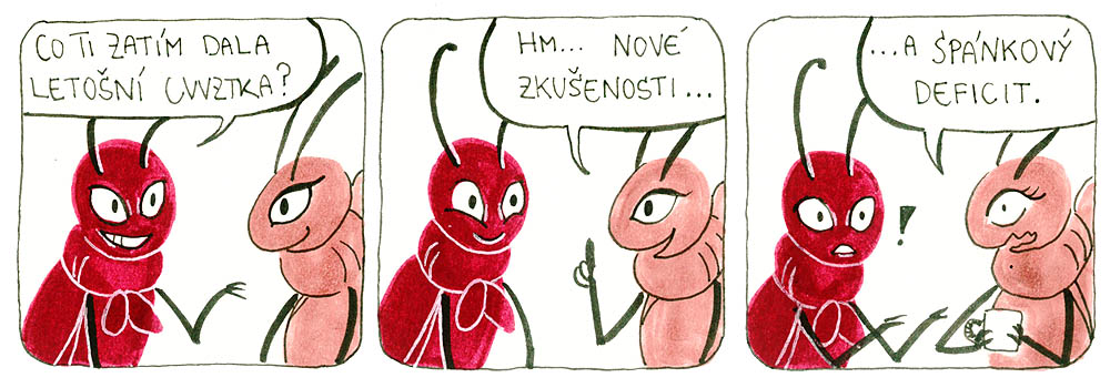 Autorkou neotřelého cvrččího komiksu je Anara, kdysi klubařka z 333. KBS Tajemná kočka z Prostějova. Všichni jsme přesvědčeni o tom, že by se ilustracemi měla živit, její talent je totiž jen těžko uvěřitelný (viz její profil na Devianartu).