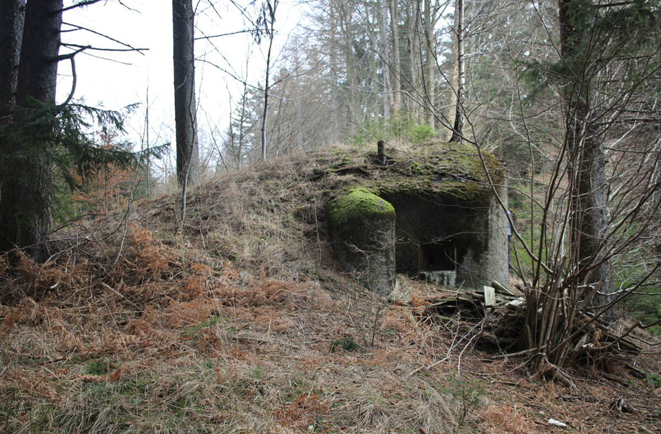 Jeden z mnoha desítek řopíků, které uzavírají údolí Bělé v pruhu mezi Keprníkem a Rejvízem. Tady jsme se konečně nasnídali.