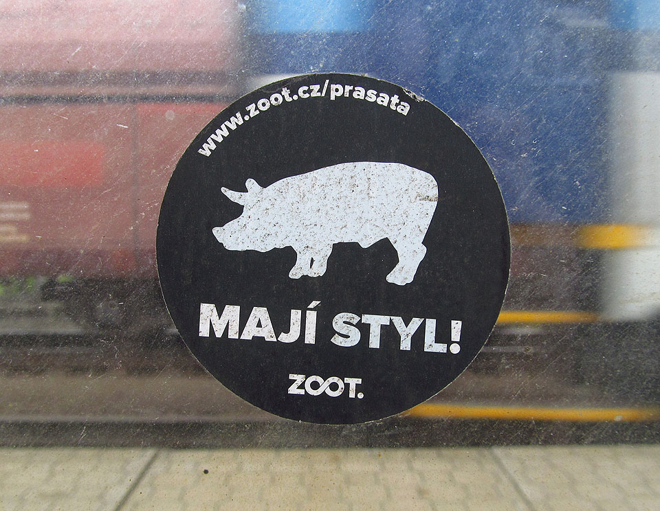 V prosklené čekárně na nástupišti na nás čekal poněkud záhadný vzkaz. No schválně, zkuste si wwebovou adresu <a href="https://www.zoot.cz/prasata">www.zoot.cz/prasata</a>…