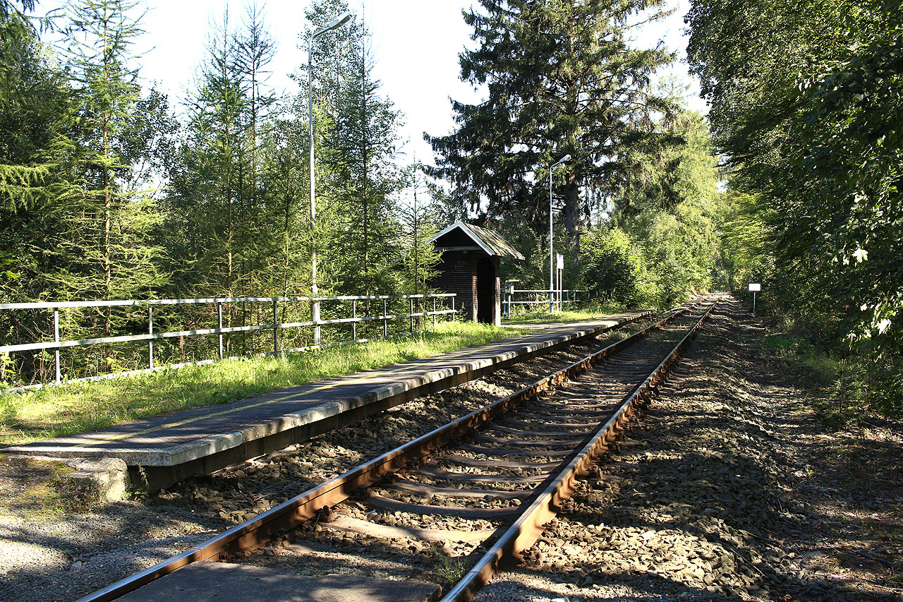 Hra světel a stínů na zastávce v Karlovicích.