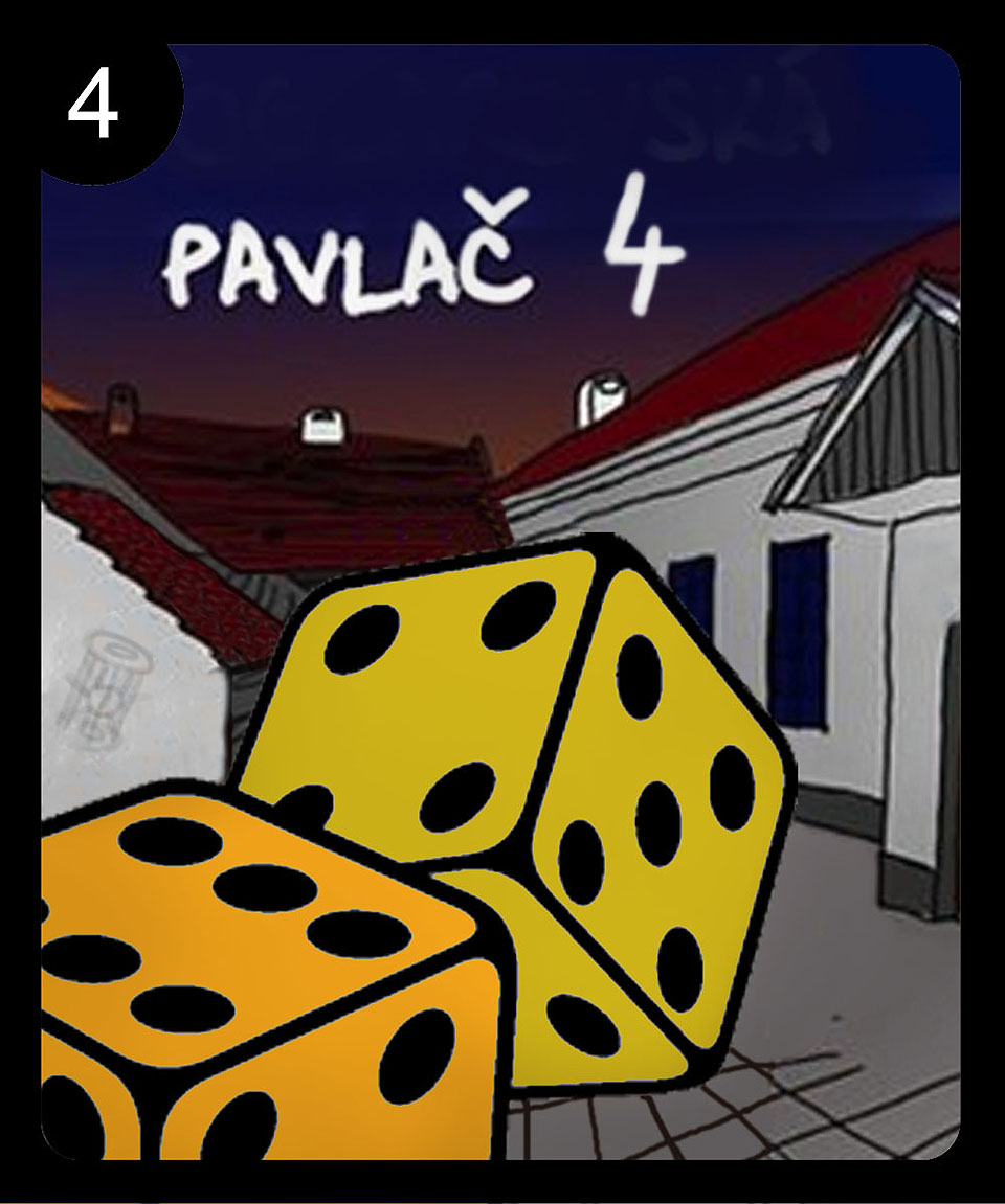 Na Pavlač se tentokrát přivalily občí hrací kostky. Se Sokim, Rychlonožkou, Koblihou, Duhou a Vodníkem jsme se jich snažili celé dvě hodiny zbavit.