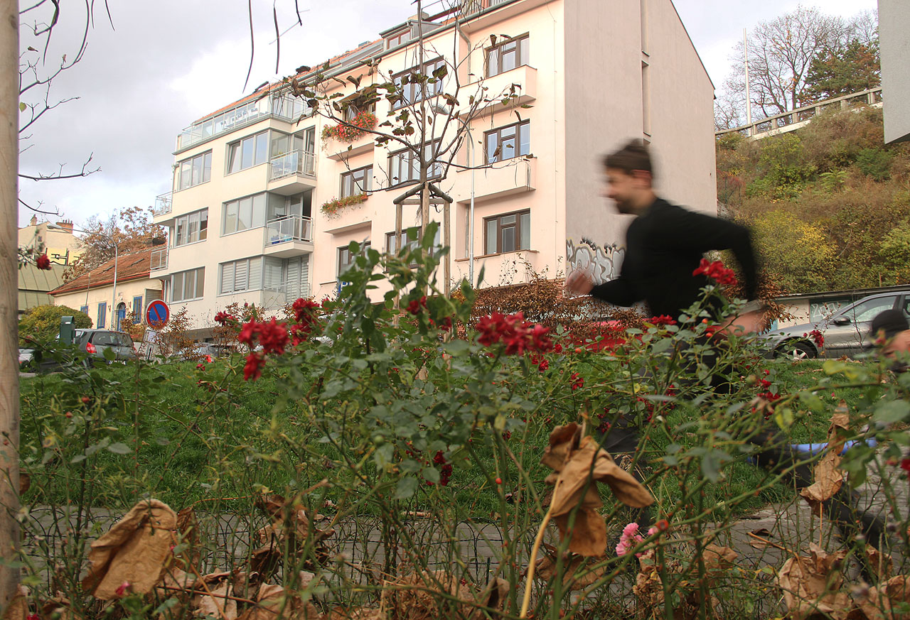Matěj probíhá nad ústím zaniklé Mondscheinovy uličky, o které Jestřáb s oblibou vyprávěl, že na ní stával hostinec, kde v Brně poprvé hráli píseň Kde domov můj.