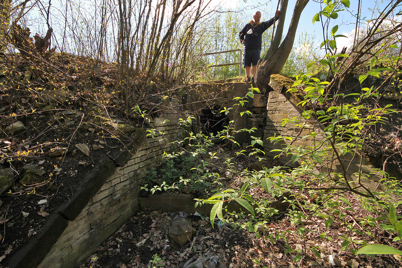 Ovšem doslova korunována technickou památkou - klenutým mostkem zmizelé úzkokolejky. Alpína zmohl nenadálý objev natolik, že musel nabrat nové síly, odpočívaje opřený o strom.
