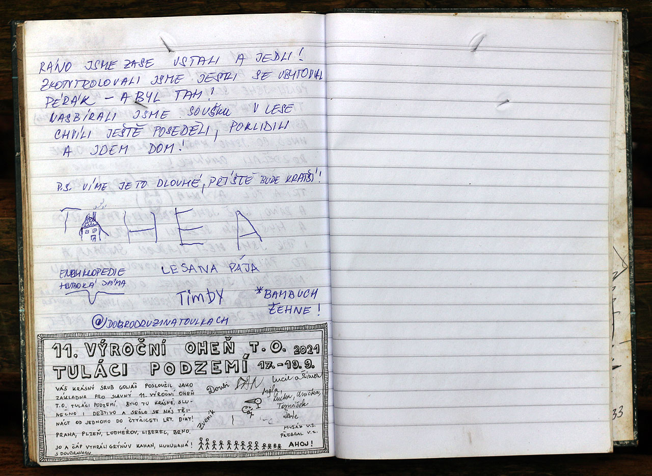 Zápis ve srubové knize.