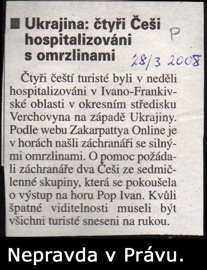 Nepravdivé články proběhly českým tiskem (Právo).