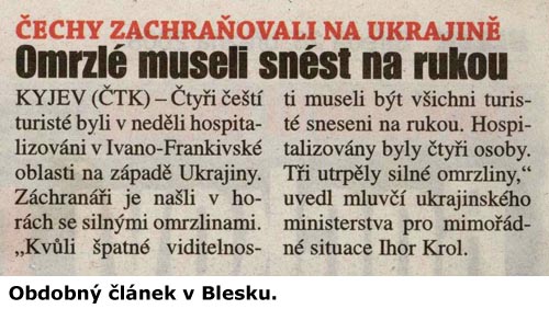 Nepravdivé články proběhly českým tiskem (Blesk).