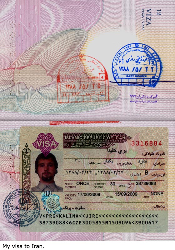 Moje vízum do Íránu.