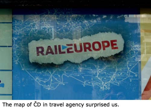Mapka ČD v cestovní kanceláři nás překvapila.