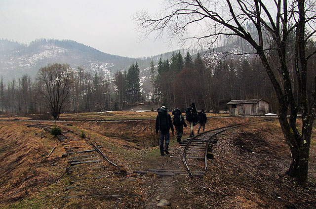 Triangl opuštěného nádraží (začátek jedné z bočních větví trati).