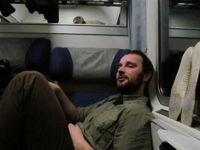 Autor článku ve vlaku IC.