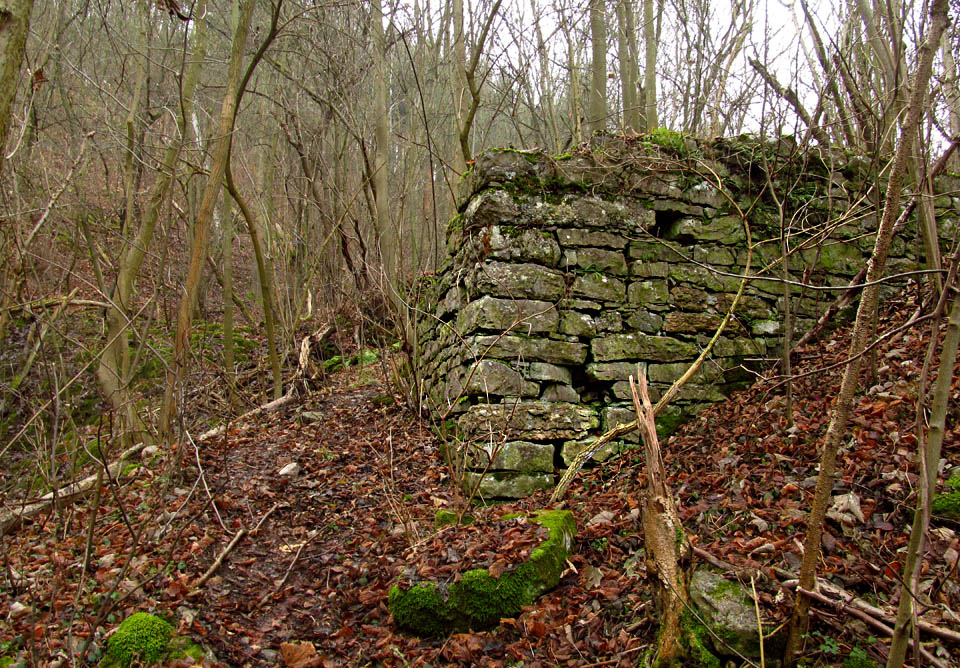 V horní polovině Císařské rokle lze najít pozůstatky po těžbě kamene. Pravděpodobně základy nákladní lanovky, protože jinak se ze sevřených stěn rokle materiál dostat nemohl.