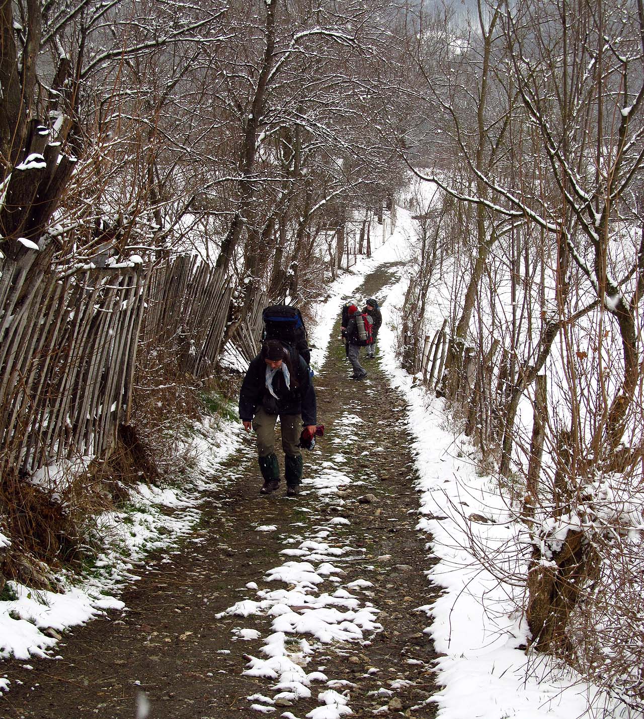 Stoupáme malebnou krajinou do hor.