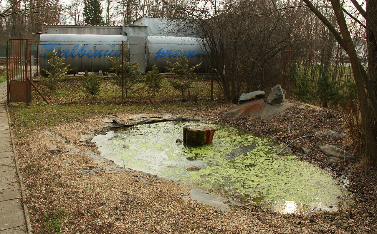 Zákoutí zpříjemňuje také jezírko s vývěrem v podobě provrtaného kamene. Jak jsou všechny tři prameny propojené, raději ani nechtějme vědět.