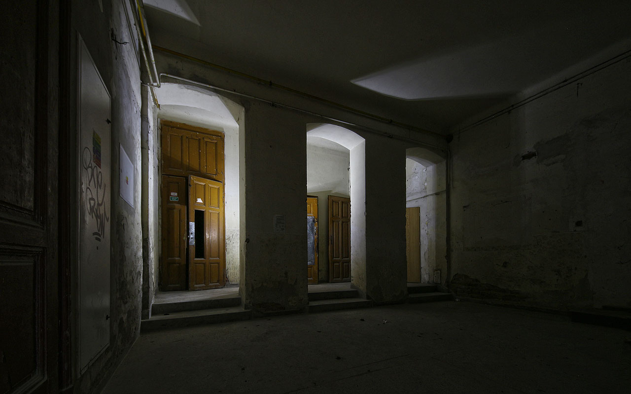 Foyer celnice se po provizorním zatemnění oken dřevoštípkovými deskami stal jednou z bran vedoucích do Druhého Brna. Před očima nám tu vysvtávají v časném zimním ránu zástupy líšeňských trhovkyň, nesoucích na Zelný trh v koších ovoce, husy a vejce. Dámy v sukních se tísní ve frontě s vozíky taženými psy, na kterých vezou hrnce mléka a tvarohu a postupně odevzdávají financovi v uniformě se střapcem na čepici několik upatlaných krejcarů. 