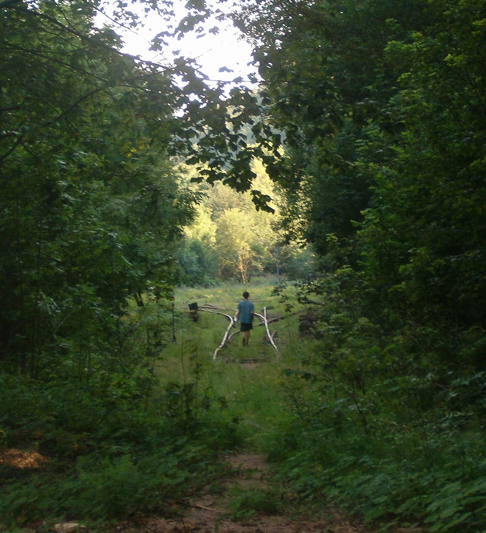 Pohled od zrušené točny k jihu na osiřelý konec nádraží v Dubí. I uprostřed trati mohou existovat docela zapomenutá místa…