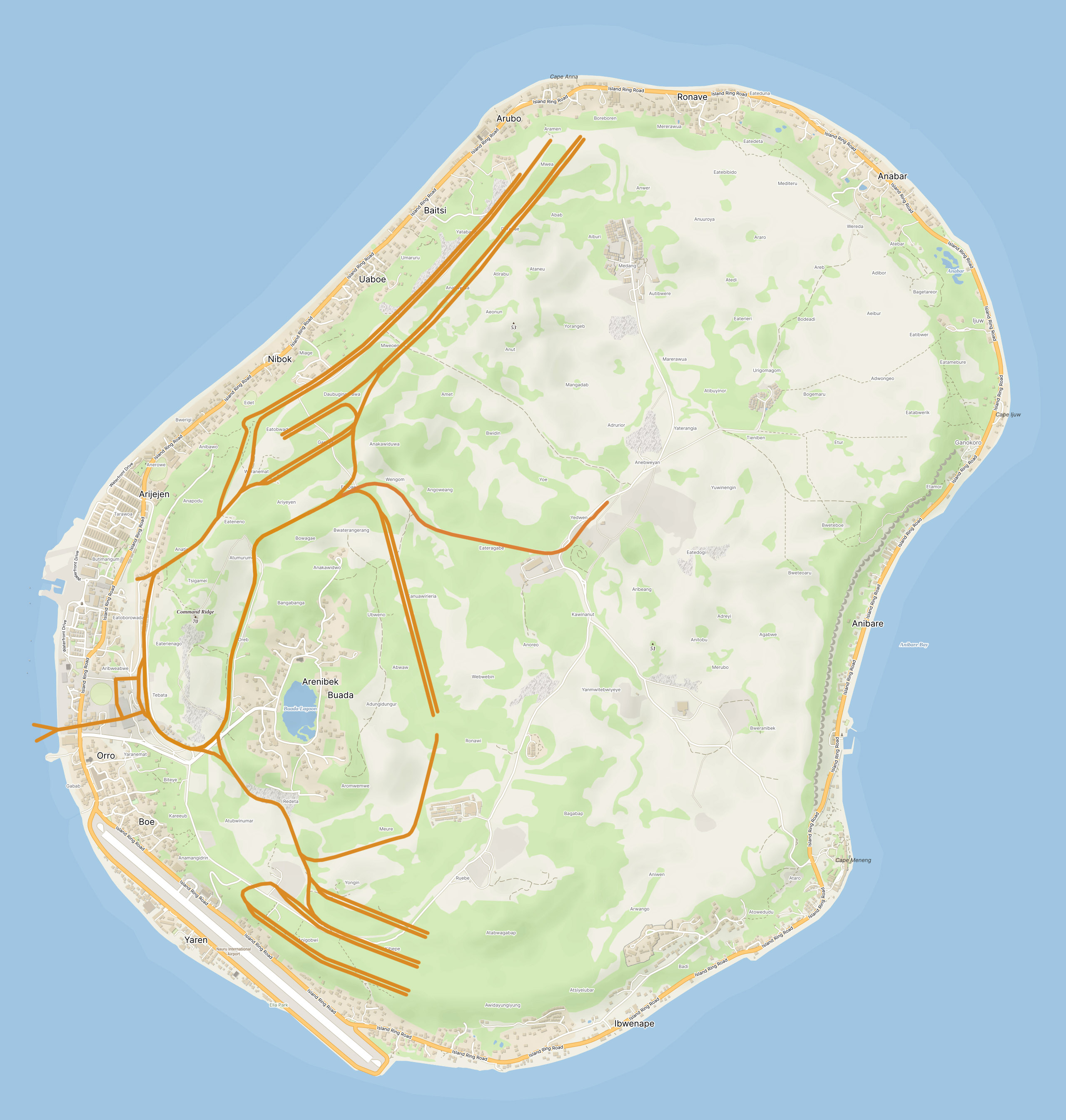Po přestavbě na 914 mm v roce 1937 (po část doby oba systémy dokonce koexistovaly ve formě splítek v některých úsecích) se některé části systému změnily, ubylo kolejí, zejména skončila elektrifikovaná vlečka na molo. Později došlo naopak k prodloužení páteřní trasy do středu ostrova.
