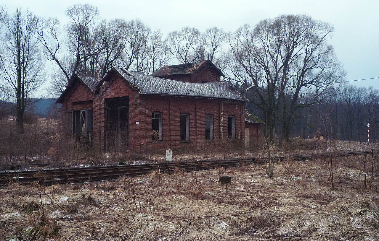 Eternitem pokrytá střecha se zřítila v roce 2014. Od té doby se rozklad kdysi krásné výtopny zrychlil.