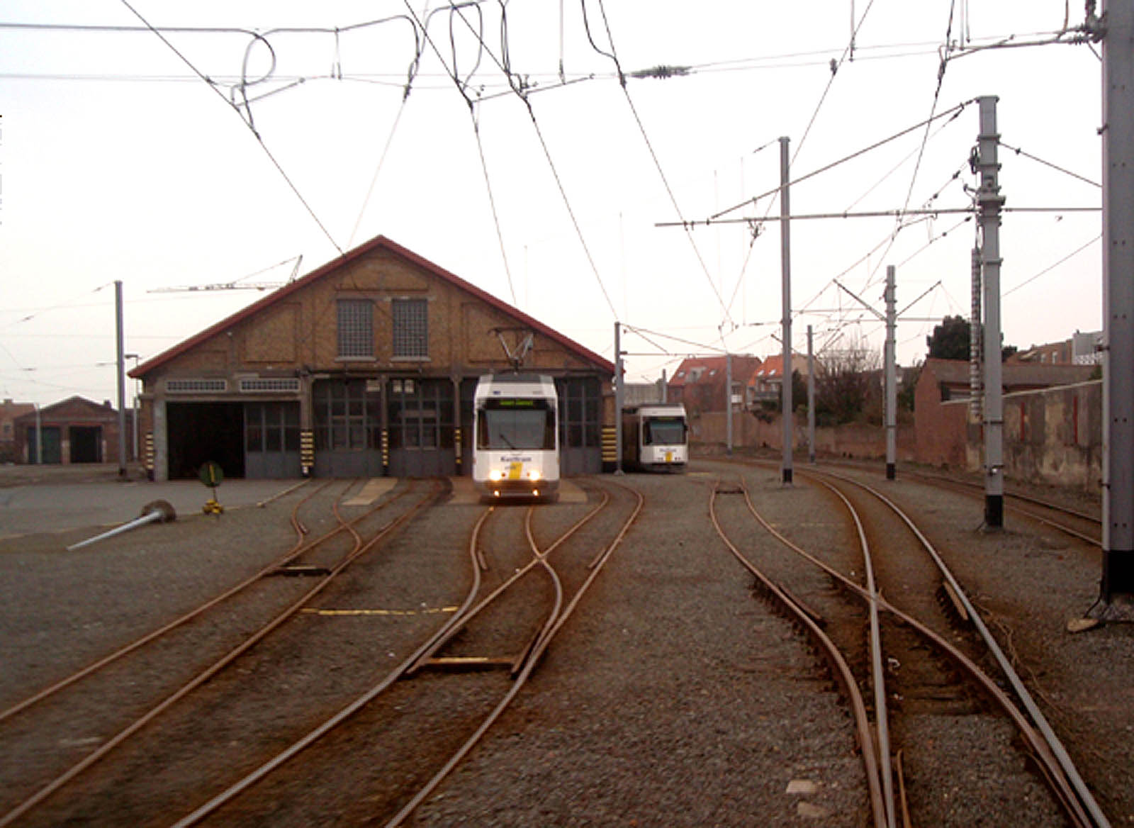 Vozovna pobřežní tramvaje v Knokke-Heistu na konci ulice Tramweg.