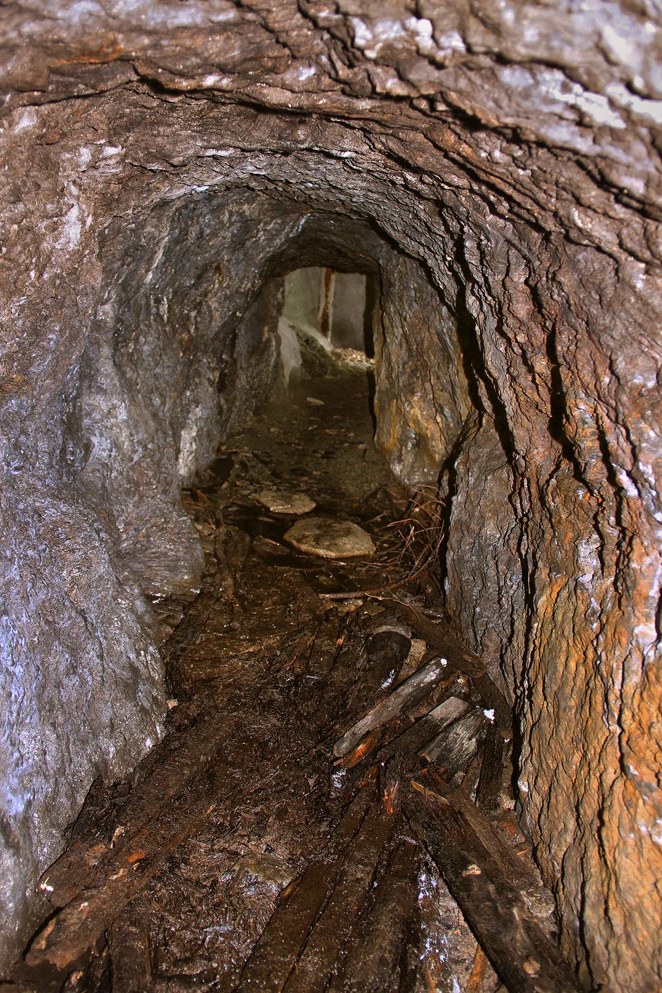 S jistou opatrností je však vstup možný (pohled zpět k ústí Mertovy štoly).