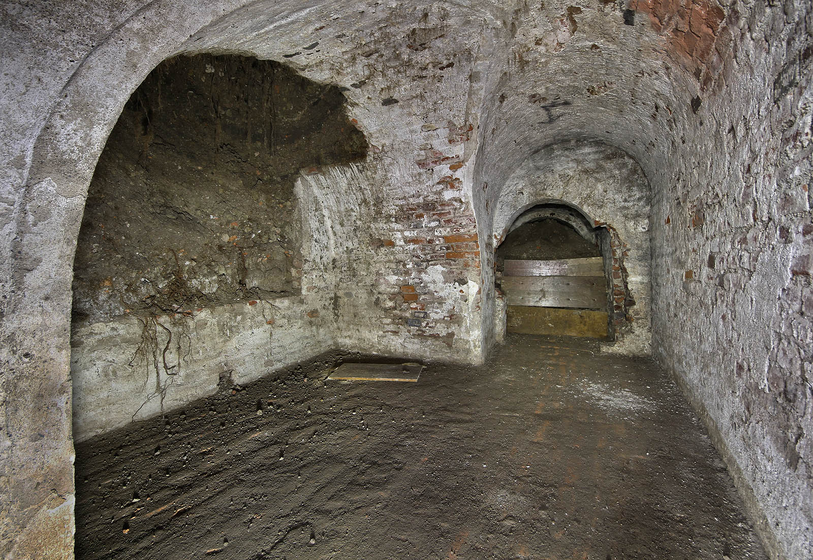 Volně nasypané zemině nestojí nic v cestě, a tak by se - nebýt počínající sanace - jistě v budoucnu objevily propady i na dalších místech v parku. Nacházíme se v hloubce 6 m pod povrchem Smetanových sadů.