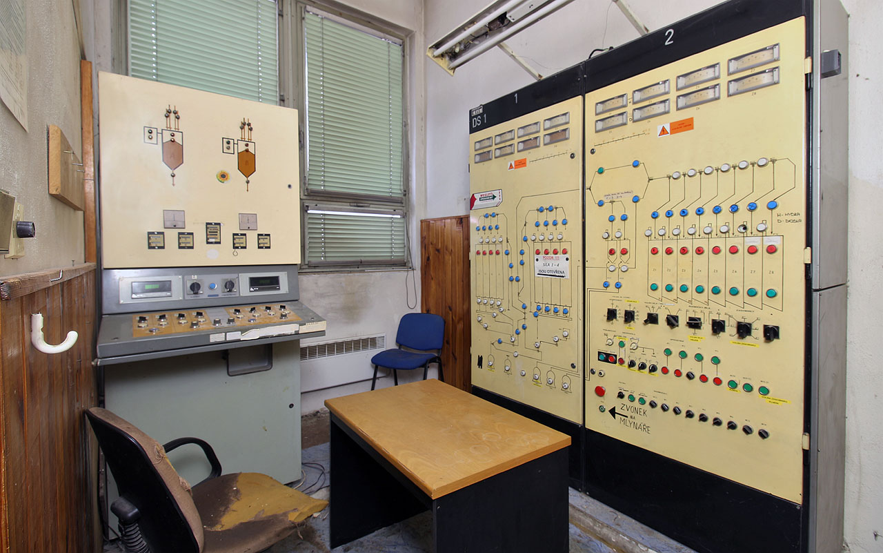Velín v přízemí administrativní budovy v jihovýchodním křídle pekáren. Velín v přízemí administrativní budovy v jihovýchodním křídle pekáren.