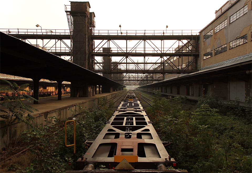 Poslední vozy odstavených vlaků už stojí ve vyrůstající džungli.