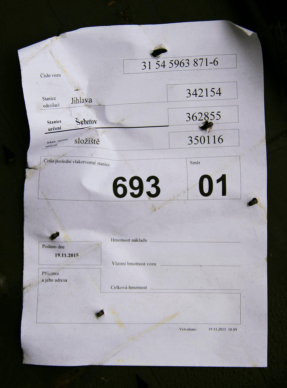 V roce 2015 byla nákladní doprava v Šebetově poměrně čilá, byť poněkud monotématická.