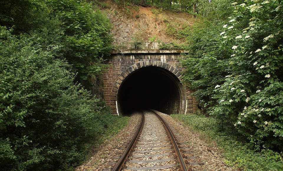 Nadloží nad tunelem není příliš vysoké. je docela možné, že kdyby byl stavěn o několik desítek let později, byl by tunel Na Réně nahrazen zářezem - nebo - pravděpodobněji - by vedl o kousek východněji a byl by dvakrát delší - čímž by se významně narovnala trať. V roce 1870 bylo však takové řešení zřejmě ještě příliš náročné.