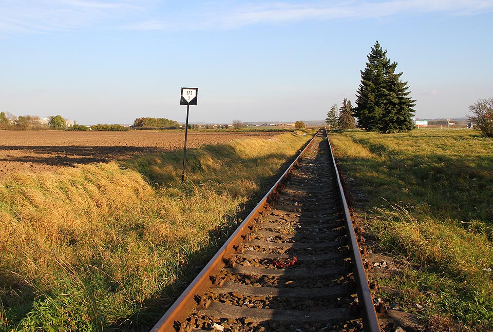 Nejdelší přímý úsek vlečky měří asi 600 m.