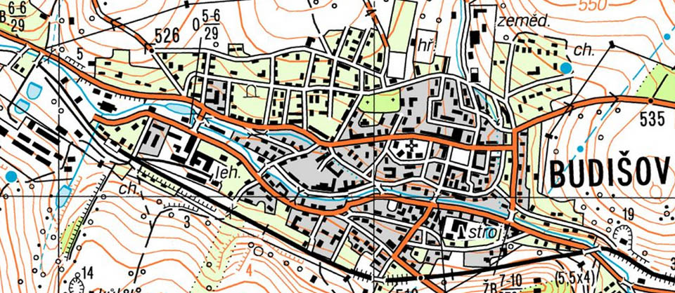 Na mapě z roku 2012 je ještě dobře patrná jediná vlečka v Budišově nad Budišovkou, přestože tehdy již neexistovala.