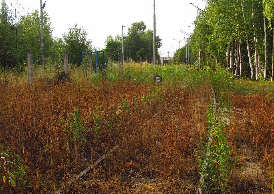 Před branou do areálu velkoskladu se nachází ještě jedna výkolejka.